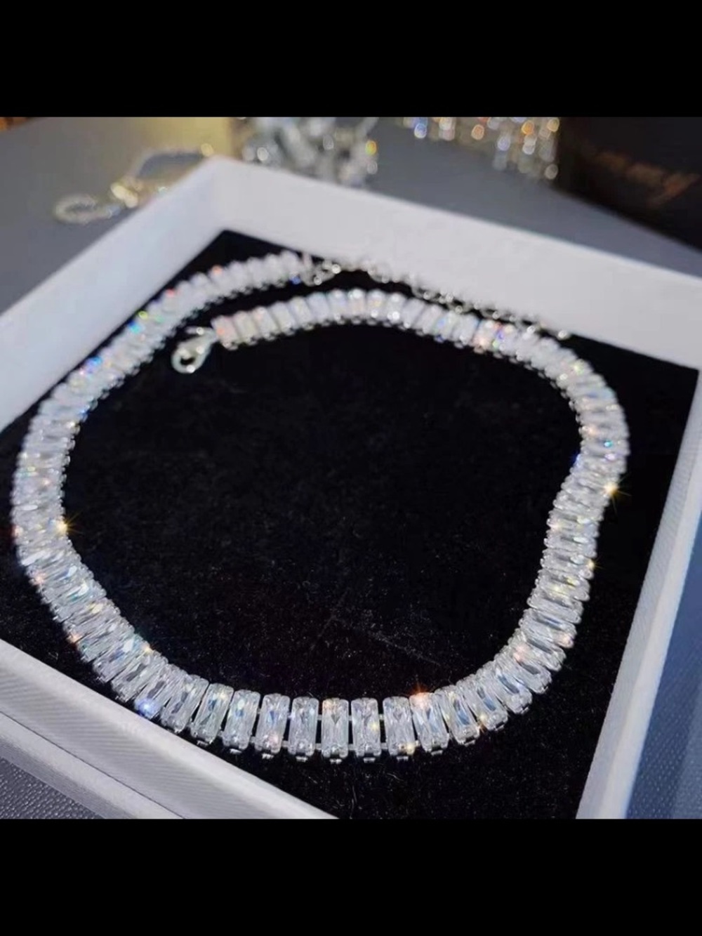 Silver White Crystal Tennis Necklace - Women Jewelry chocker new wedding cz